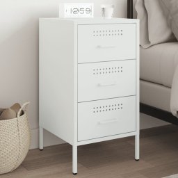 Noptiera, alb, 36x39x68 cm, otel laminat la rece GartenMobel Dekor