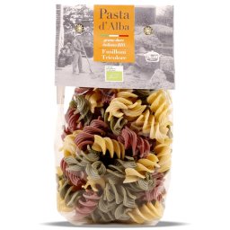Paste tricolore fusilloni BIO din grau dur, spanac si sfecla rosie Pasta d Alba