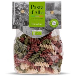 Paste tricolore fusilli BIO din orez, spanac si sfecla rosie Pasta d Alba
