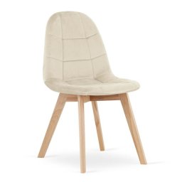 Scaun bucatarie/living, Artool, Bora, catifea bej, picioare lemn natur, 44.5x54x81.5 cm