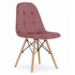 Scaun stil scandinav, Artool, Dumo, catifea roz inchis, picioare lemn natur, 45x53x84 cm