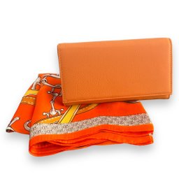 Set Saffron Portofel piele natuala si Esarfa Matase