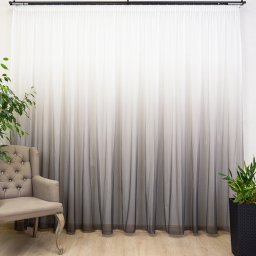 Perdea crep fin Hiko New Degradee gri, cu rejansa Premium, creion de 6,5cm