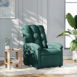 Fotoliu de masaj rabatabil, verde închis, material textil GartenMobel Dekor