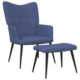 Scaun de relaxare cu taburet, albastru, textil GartenMobel Dekor