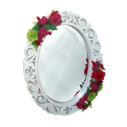 Oglinda miresei, forma ovala in stil victorian, lucrata cu licheni si flori uscate - ILIF407018
