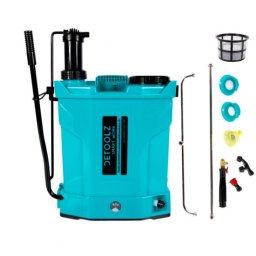 Pulverizator gradina, pompa de stropit, Detoolz, 2 in 1, vermorel, manual si electric, pentru spate, cu acumulator 8 Ah, accesorii, 16 L