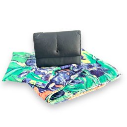 Cadou Portofel Blue Piele Naturala si Esarfa Matase