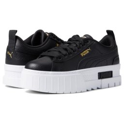 PUMA Kids Puma Kids Mayze Leather Sneakers (Big Kid) Puma BlackPuma Team Gold
