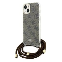 Husa iPhone 15 / 14 / 13 (6.1) hardcase Crossbody Cord 4G Print - Brown
