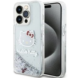 Husa Liquid Glitter Charms Kitty Head case for iPhone 14 Pro - silver