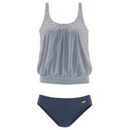 LASCANA Costum de baie Tankini bleumarin / alb