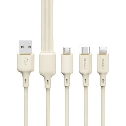 Husa Dudao L7SE 3in1 cable USB-A - USB-C / Lightning / micro USB 66W 1.2m - beige