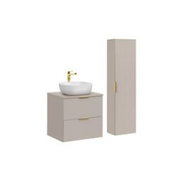 Set Mobilier baie, din mdf, 4 piese, 60 cm, Adel bej