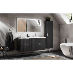 Set Mobilier baie, MDF, 5 piese, 120 cm, Adel Negru culoare mat