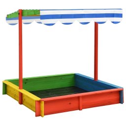 Cutie de nisip cu acoperis ajustabil, multicolor lemn brad UV50 GartenMobel Dekor