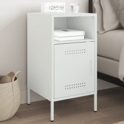 Noptiera, alb, 36x39x68 cm, otel laminat la rece GartenMobel Dekor
