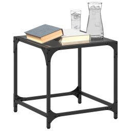Masute de cafea, blat din sticla negra, 2 buc. 40x40x40 cm otel GartenMobel Dekor