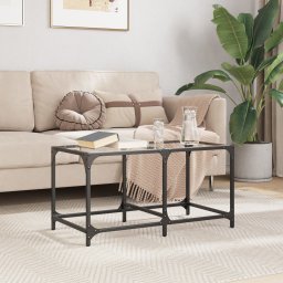 Masuta de cafea blat din sticla transparenta 78,5x40x40 cm otel GartenMobel Dekor