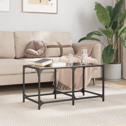 Masuta de cafea, blat din sticla negra, 78,5x40x40 cm, otel GartenMobel Dekor