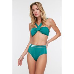 Trendyol Smarald verde elastic detaliate high waist Bikini bottom