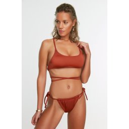 Trendyol Cinnamon Tunnel Normal Leg Bikini Bottoms