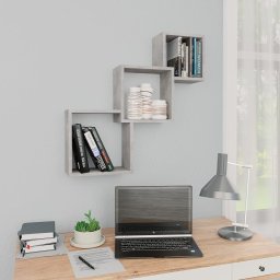 Rafturi de perete, cub, gri beton, 68x15x68 cm, lemn prelucrat GartenMobel Dekor