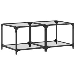 Mese cafea blat din sticla transparenta 2 buc. 50x50x40 cm otel GartenMobel Dekor