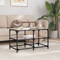 Masuta de cafea blat din sticla transparenta 78,5x40x45 cm otel GartenMobel Dekor