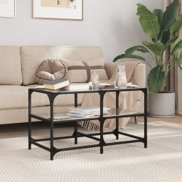 Masuta de cafea, blat din sticla negra, 78,5x40x45 cm, otel GartenMobel Dekor