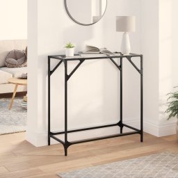 Masuta de cafea, blat din sticla transparenta, 80x35x81 cm otel GartenMobel Dekor