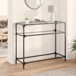 Masuta de cafea, blat din sticla transparenta, 98x35x81 cm otel GartenMobel Dekor