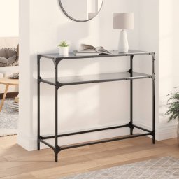 Masuta de cafea, blat din sticla negra, 98x35x81 cm, otel GartenMobel Dekor