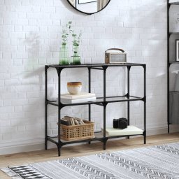 Masuta de cafea, blat din sticla transparenta, 98x30x81 cm otel GartenMobel Dekor