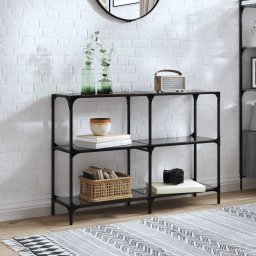 Masuta de cafea, blat din sticla negra, 118,5x30x81 cm, otel GartenMobel Dekor