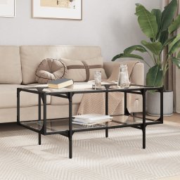 Masuta de cafea cu blat sticla transparenta 98,5x50x45 cm otel GartenMobel Dekor