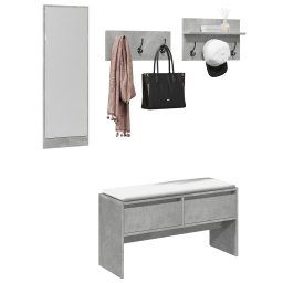 Set de mobilier pentru hol, 4 piese, gri beton, lemn prelucrat GartenMobel Dekor