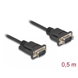 Cablu serial RS-232 DB9 T-T 0.5m Negru, Delock 87839