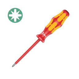 surubelnita Pozidriv VDE PZ0 80 mm WERA 165 i cu maner Kraftform antirostogolire pentru borne si tablouri electrice 05006160001