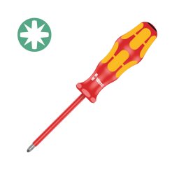 surubelnita Pozidriv VDE PZ1 80 mm WERA 165 i Lasertip cu maner Kraftform antirostogolire pentru borne si tablouri electrice 05006162001