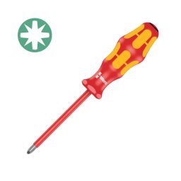 surubelnita Pozidriv VDE PZ2 100 mm WERA 165 i Lasertip cu maner Kraftform antirostogolire pentru borne si tablouri electrice 05006164001