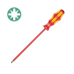 surubelnita Pozidriv VDE PZ2 200 mm WERA 165 i Lasertip cu maner Kraftform antirostogolire pentru borne si tablouri electrice 05006165001