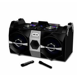 Sistem Audio Portabil Akai, Dual Speaker System DJ-S1HB , 120 W, Bluetooth, 2 x microfon fara fir, telecomanda, USB, Negru