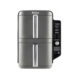 Friteuza cu aer cald Ninja SL400EU Double Stack XL, 2470 W, interval temperatura 40 - 240 °C, doua zone de gatit, 6 programe, gri.