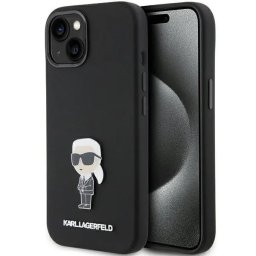Husa Karl Lagerfeld Silicone Ikonik Metal Pin case for iPhone 15 - black