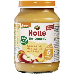 Piure de mere si piersici pentru copii, +5 luni, fara gluten bio 190g