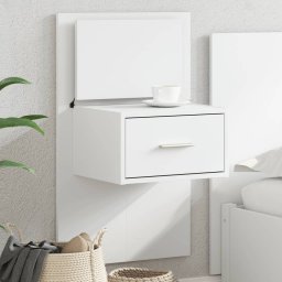 Noptiera montata pe perete cu lumini LED, alb GartenMobel Dekor