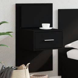 Noptiera montata pe perete cu lumini LED, negru GartenMobel Dekor