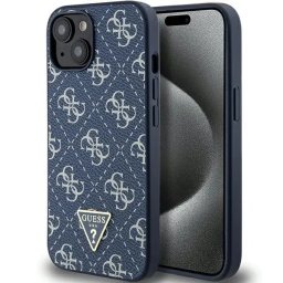 Husa Guess 4G Triangle Metal Logo - Husă telefon - compatibil cu Apple iPhone 15 Plus - Logo metalic - culoare Albastru