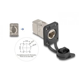 Conector D-type ecranat RJ45 Cat.6A cu protectie praf si waterproof IP66, Delock 67063